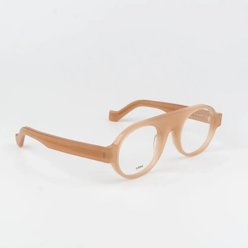 Loewe Women Eyeglasses Shiny Light Pink Demo Round LW50009I 072 BRAND NEW